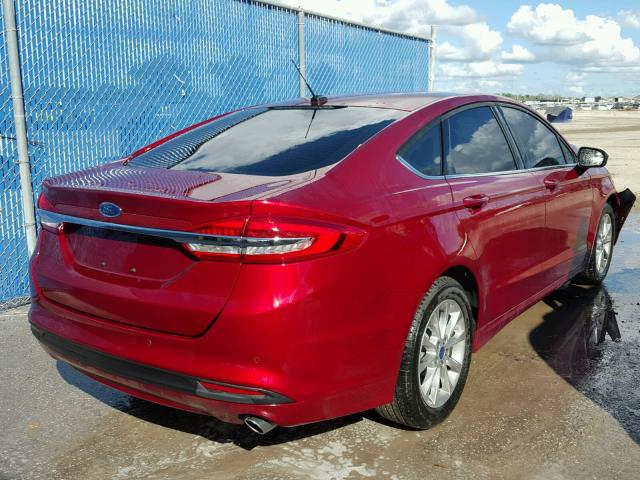 3FA6P0H70HR392860 - 2017 FORD FUSION BURGUNDY photo 4