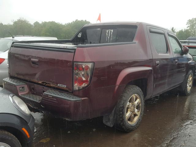 2HJYK16587H549405 - 2007 HONDA RIDGELINE BURGUNDY photo 4