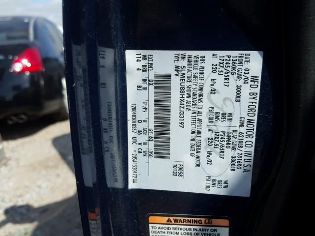 5LMEU88HX4ZJ33197 - 2004 LINCOLN AVIATOR 蓝色 照片 10