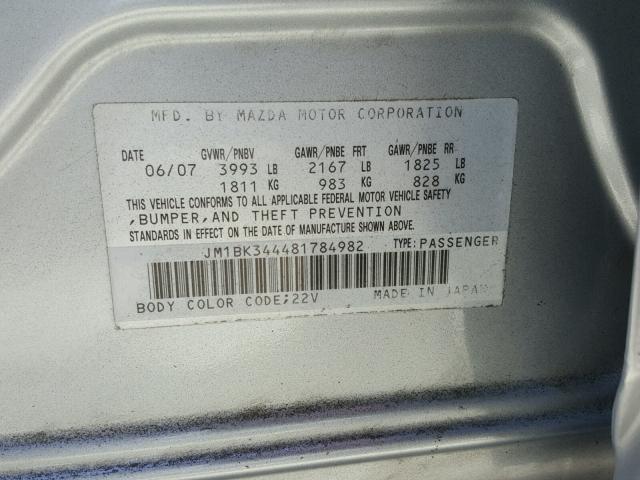 JM1BK344481784982 - 2008 MAZDA 3 HATCHBAC SILVER photo 10