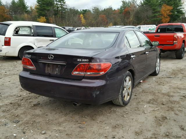 JTHBA30G655110502 - 2005 LEXUS ES 330 MAROON photo 4