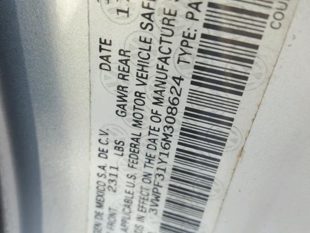 3VWPF31Y16M308624 - 2006 VOLKSWAGEN NEW BEETLE Gümüş foto 10