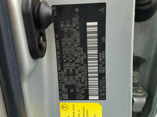 2T2GA31U75C035013 - 2005 LEXUS RX 330 SILVER photo 10