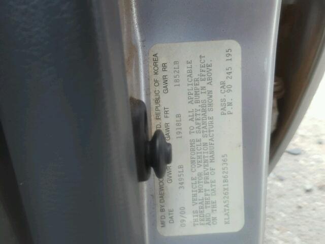 KLATA526X1B625365 - 2001 DAEWOO LANOS S 银色 照片 10