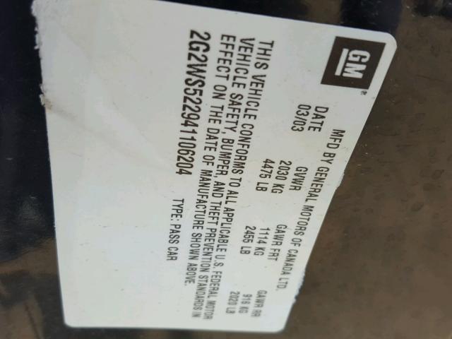 2G2WS522941106204 - 2004 PONTIAC GRAND PRIX Қара фото 10