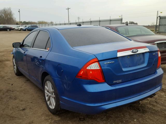 3FAHP0JA2BR166356 - 2011 FORD FUSION SEL BLUE photo 3