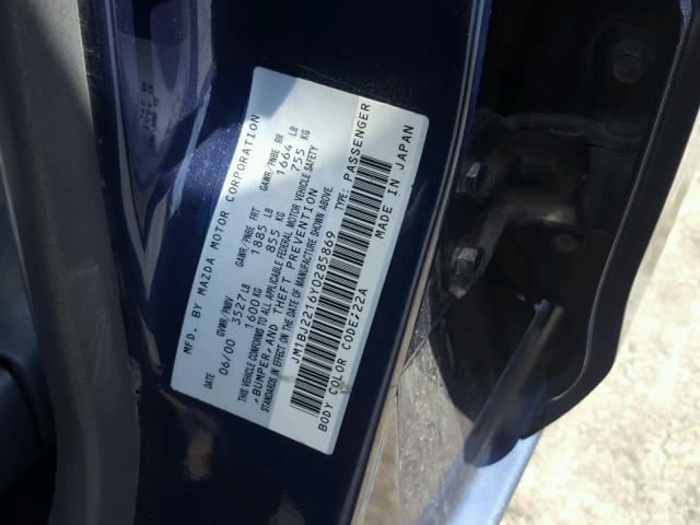 JM1BJ2216Y0285869 - 2000 MAZDA PROTEGE ES BLUE photo 10