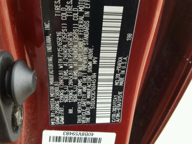 5TDZA23C76S445184 - 2006 TOYOTA SIENNA CE RED photo 10