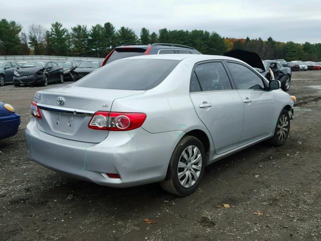 2T1BU4EE6DC067562 - 2013 TOYOTA COROLLA BA SILVER photo 4