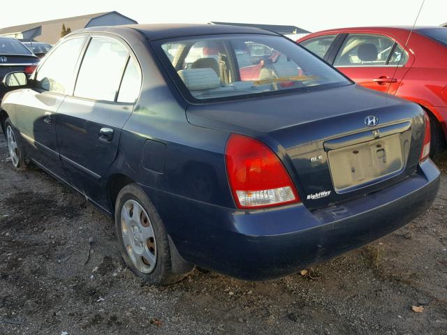 KMHDN45D92U455023 - 2002 HYUNDAI ELANTRA GL BLUE photo 3