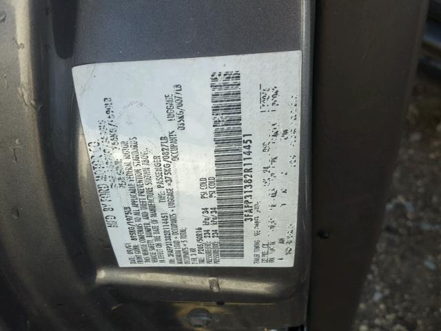 3FAFP31382R114451 - 2002 FORD FOCUS ZX3 GRAY photo 10