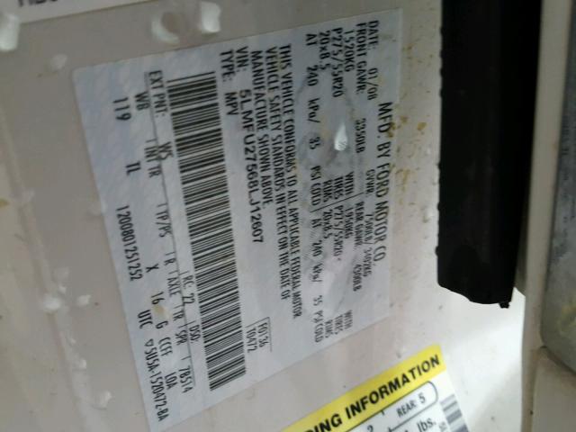 5LMFU27568LJ12607 - 2008 LINCOLN NAVIGATOR 白色 照片 10