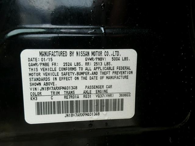 JN1BV7ARXFM401348 - 2015 INFINITI Q50 BASE BLACK photo 10