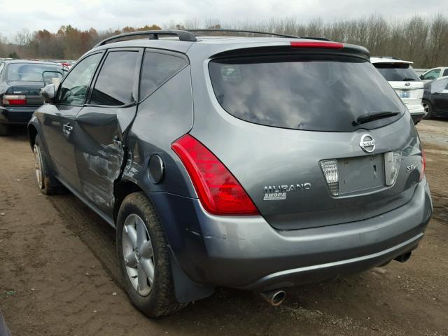 JN8AZ08W35W404261 - 2005 NISSAN MURANO SL GRAY photo 3