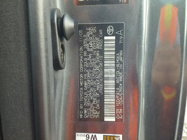 JTKDE167360108112 - 2006 TOYOTA SCION TC 灰色 照片 10