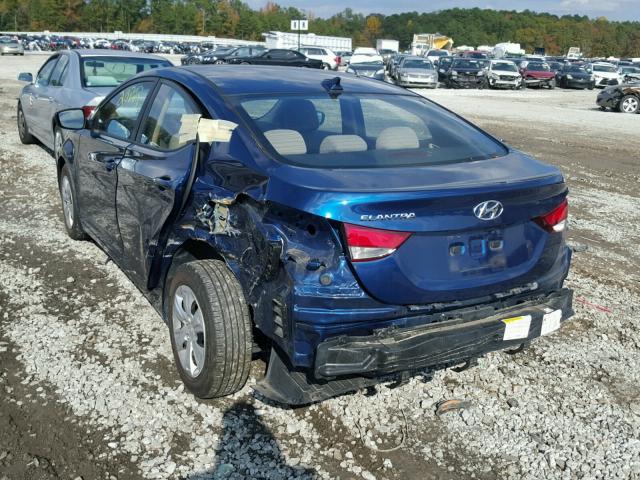 5NPDH4AE0GH744190 - 2016 HYUNDAI ELANTRA SE BLUE photo 9