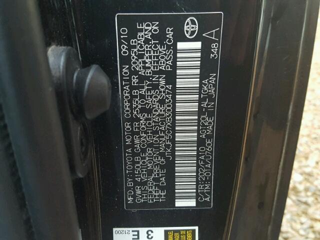 JTKJF5C7XB3003474 - 2011 TOYOTA SCION TC 黑色 照片 10