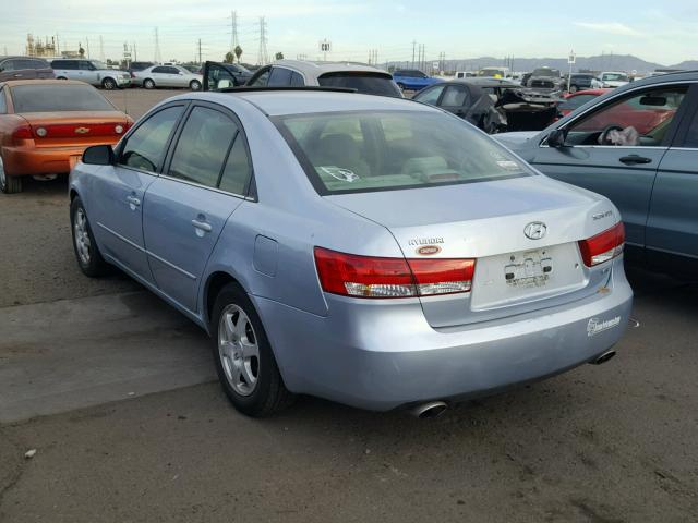 5NPEU46F86H070838 - 2006 HYUNDAI SONATA GLS BLUE photo 3