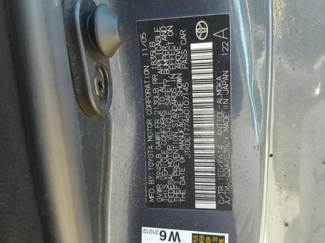 JTKDE177460107145 - 2006 TOYOTA SCION TC 灰色 照片 10