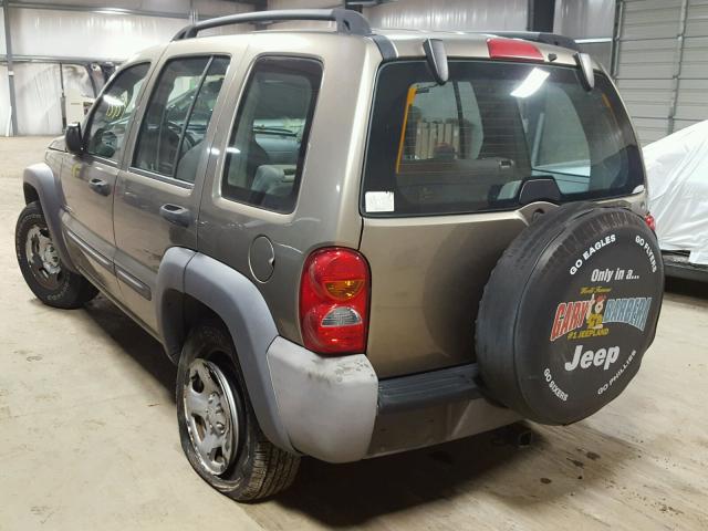 1J4GL48K54W108713 - 2004 JEEP LIBERTY SP GOLD photo 3