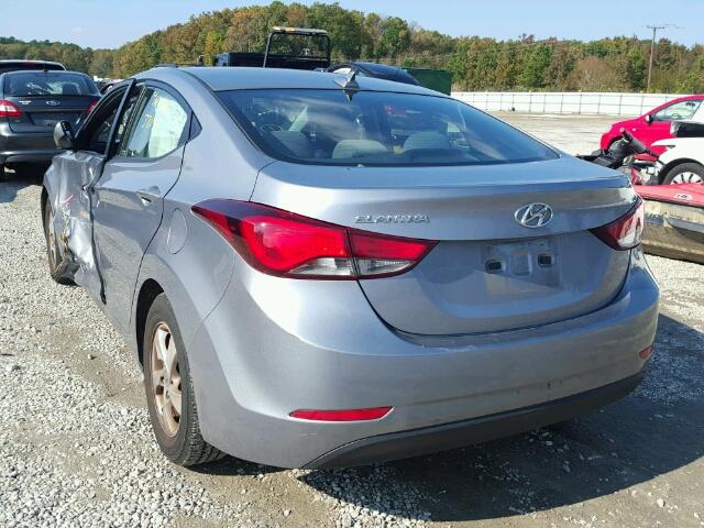 5NPDH4AE4FH651798 - 2015 HYUNDAI ELANTRA SE SILVER photo 3