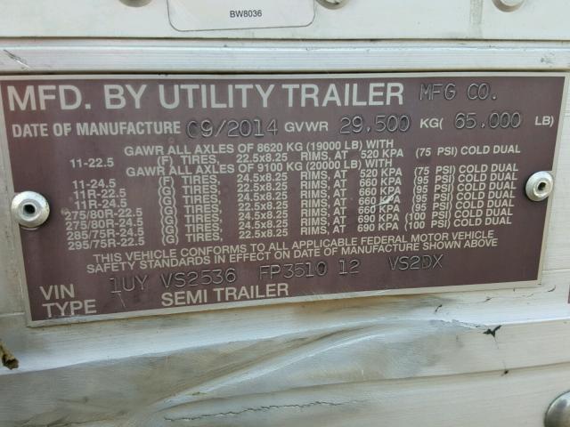 1UYVS2536FP351012 - 2015 UTILITY SEMI TRAIL WHITE photo 10