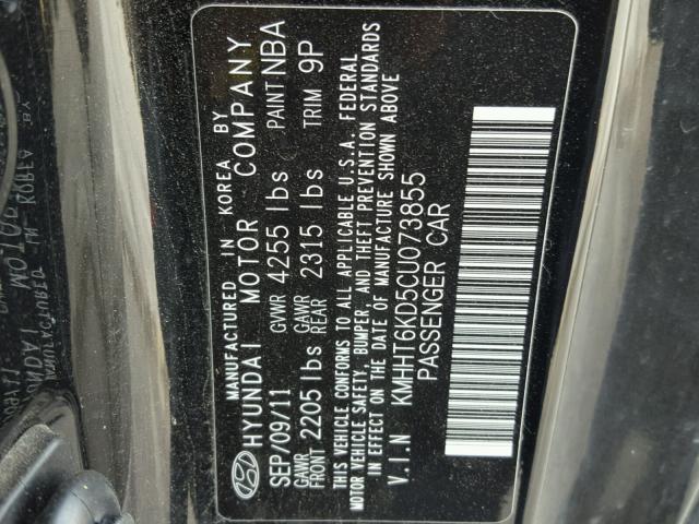 KMHHT6KD5CU073855 - 2012 HYUNDAI GENESIS CO BLACK photo 10