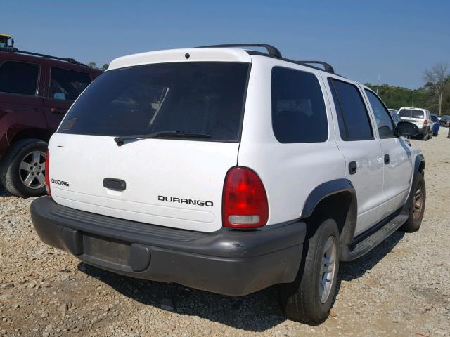 1B4HR38N42F184706 - 2002 DODGE DURANGO SP WHITE photo 4