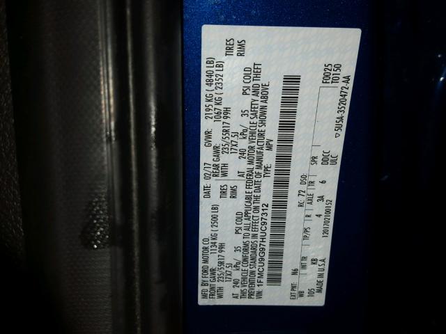 1FMCU9G97HUC97312 - 2017 FORD ESCAPE SE 蓝色 照片 10