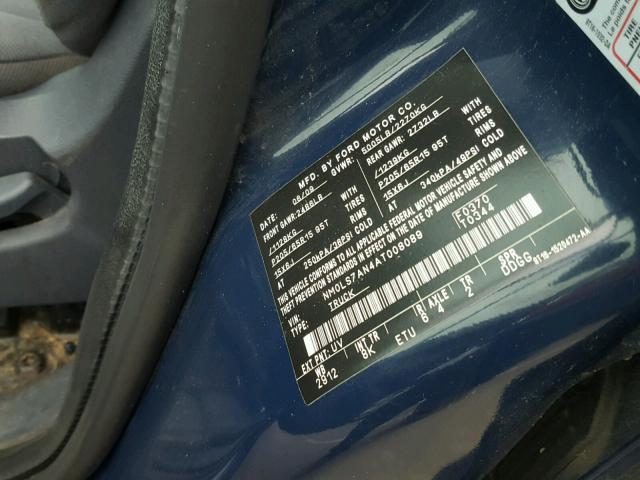 NM0LS7AN4AT008089 - 2010 FORD TRANSIT CO BLUE photo 10