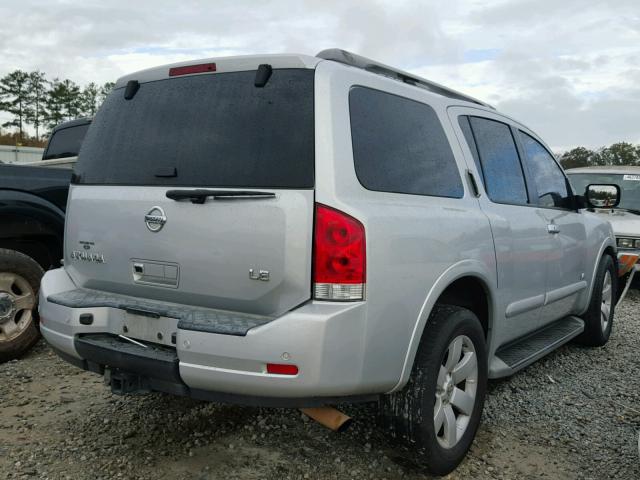 5N1BA08D48N601225 - 2008 NISSAN ARMADA SE SILVER photo 4