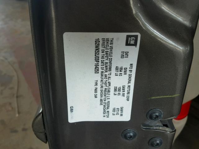 1G2WK52J03F164250 - 2003 PONTIAC GRAND PRIX GRAY photo 10