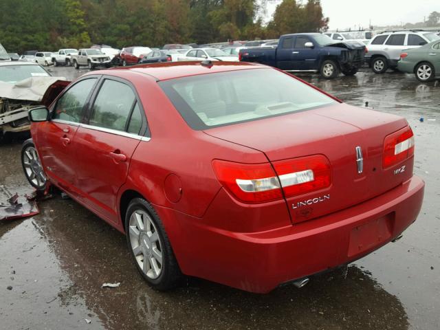 3LNHM26T97R613096 - 2007 LINCOLN MKZ RED photo 3