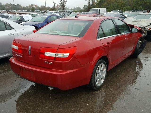 3LNHM26T97R613096 - 2007 LINCOLN MKZ RED photo 4