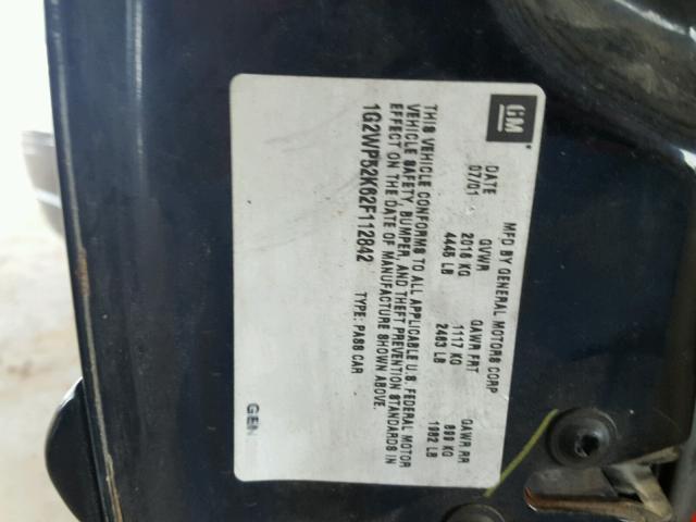 1G2WP52K62F112842 - 2002 PONTIAC GRAND PRIX Սև լուսանկար 10