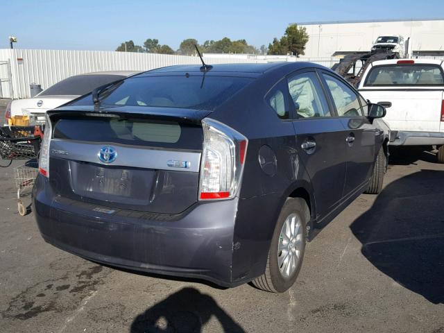 JTDKN3DP2E3057325 - 2014 TOYOTA PRIUS PLUG GRAY photo 4