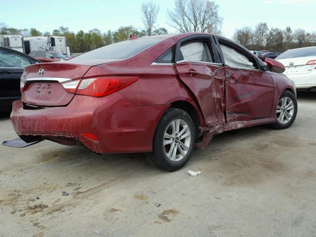 5NPEB4AC0EH856182 - 2014 HYUNDAI SONATA GLS RED photo 4