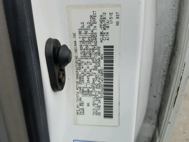 5TDZA23C14S180551 - 2004 TOYOTA SIENNA CE WHITE photo 10