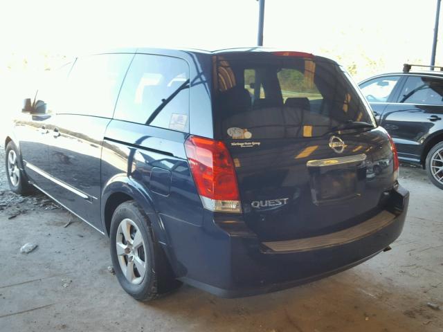 5N1BV28U27N134367 - 2007 NISSAN QUEST S BLUE photo 3