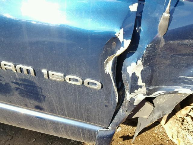 1B7HA16N52J119667 - 2002 DODGE RAM 1500 BLUE photo 9