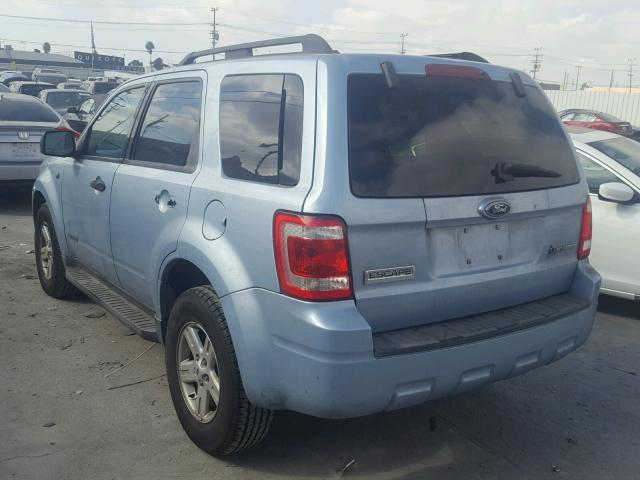 1FMCU49H18KD41355 - 2008 FORD ESCAPE HEV BLUE photo 3