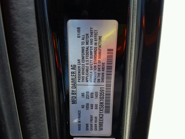 WMEEK31X58K103591 - 2008 SMART FORTWO PAS 蓝色 照片 10