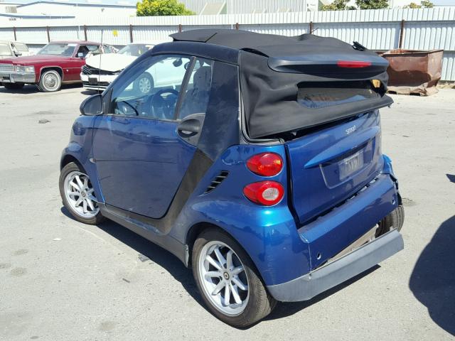 WMEEK31X58K103591 - 2008 SMART FORTWO PAS 蓝色 照片 3