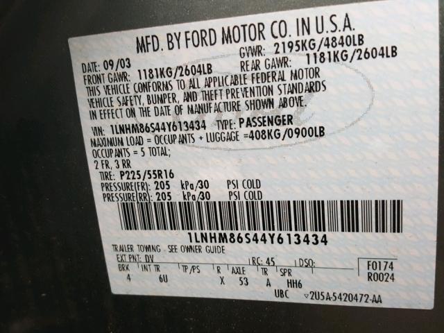 1LNHM86S44Y613434 - 2004 LINCOLN LS 绿色 照片 10