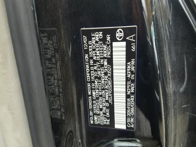 JTDJT923285170527 - 2008 TOYOTA YARIS BLACK photo 10