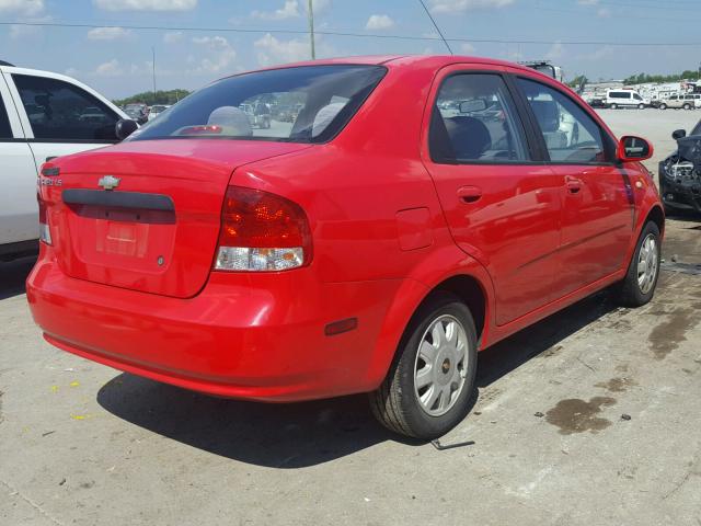 KL1TD52665B357136 - 2005 CHEVROLET AVEO BASE Қызыл фото 4