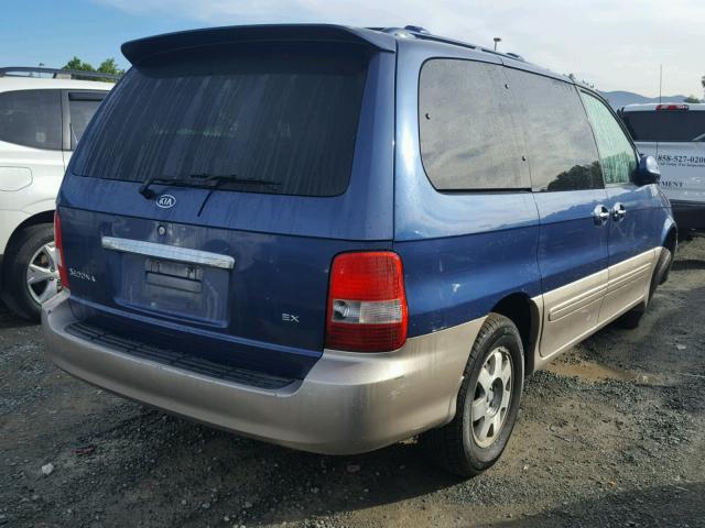 KNDUP131X36388864 - 2003 KIA SEDONA EX BLUE photo 4