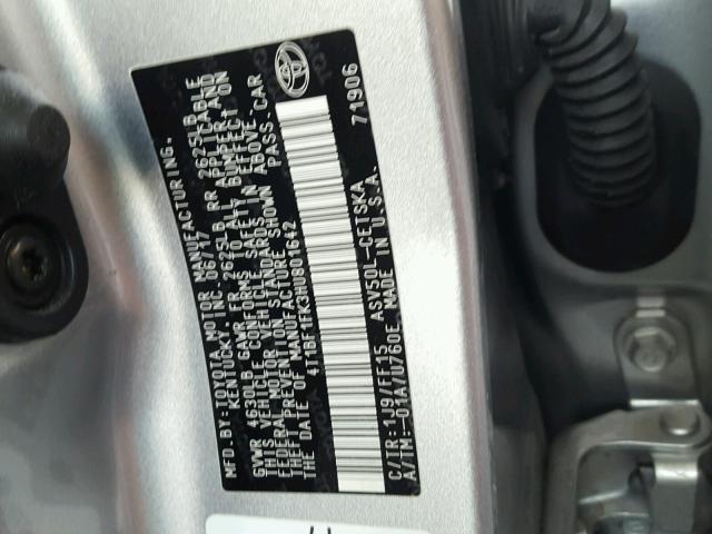 4T1BF1FK3HU801642 - 2017 TOYOTA CAMRY LE SILVER photo 10