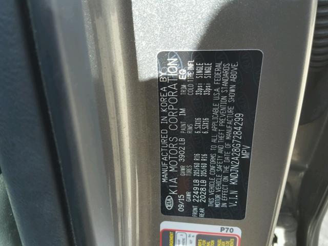 KNDJN2A28G7284299 - 2016 KIA SOUL GRAY photo 10