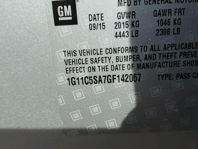 1G11C5SA7GF142067 - 2016 CHEVROLET MALIBU LIM 银色 照片 10